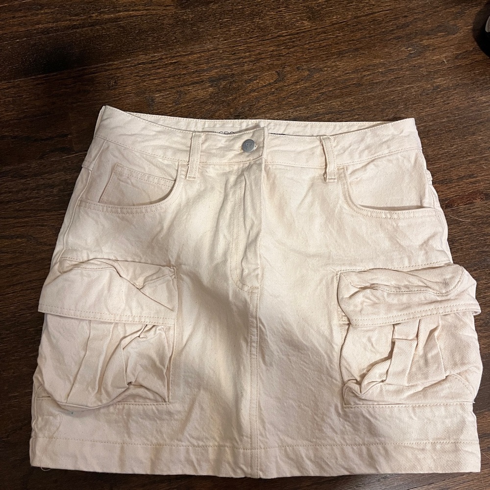Pilcro Cream Cargo Mini Skirt